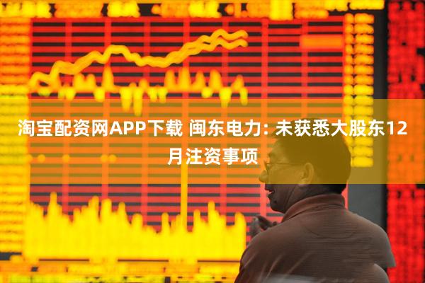 淘宝配资网APP下载 闽东电力: 未获悉大股东12月注资事项
