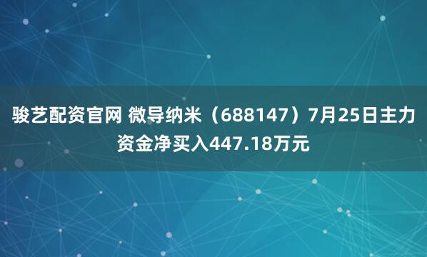 骏艺配资官网 微导纳米（688147）7月25日主力资金净买入447.18万元