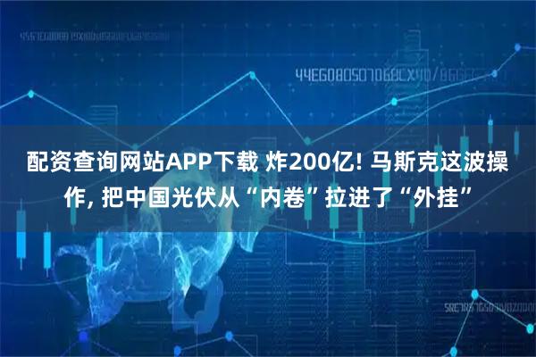 配资查询网站APP下载 炸200亿! 马斯克这波操作, 把中国光伏从“内卷”拉进了“外挂”